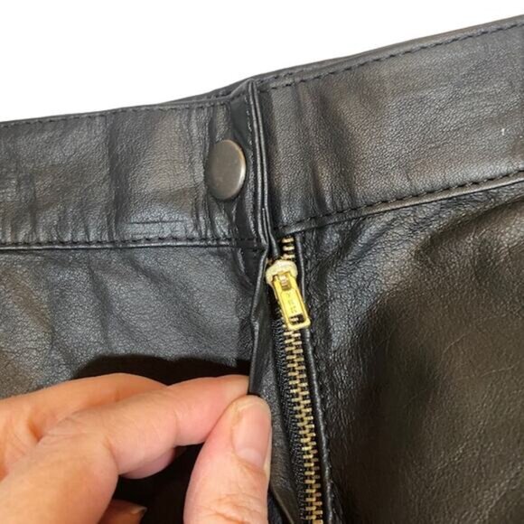 Unique Black Genuine Leather Pencil Straight Flirty Skirt Women Sz 14 VTG - Picture 4 of 6